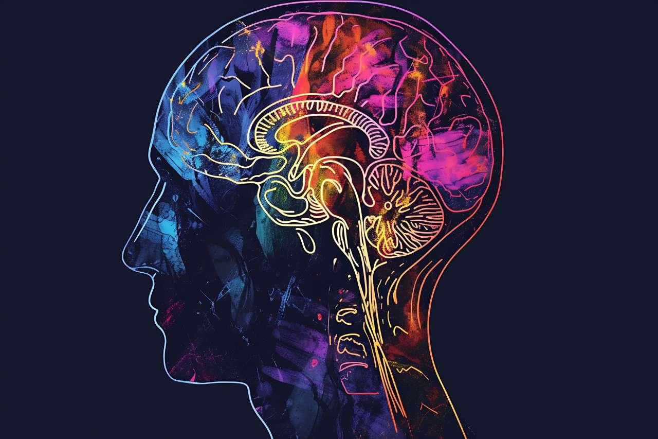 Colorful Image of Side Profile and Brain Illustration